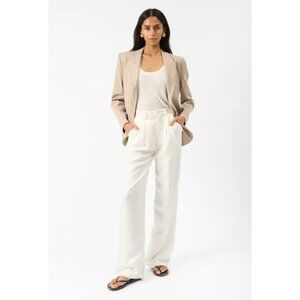 NWT‎ Anine Bing Carrie Linen Wide Leg Pants Womens EU 42 White Flowy Neutral